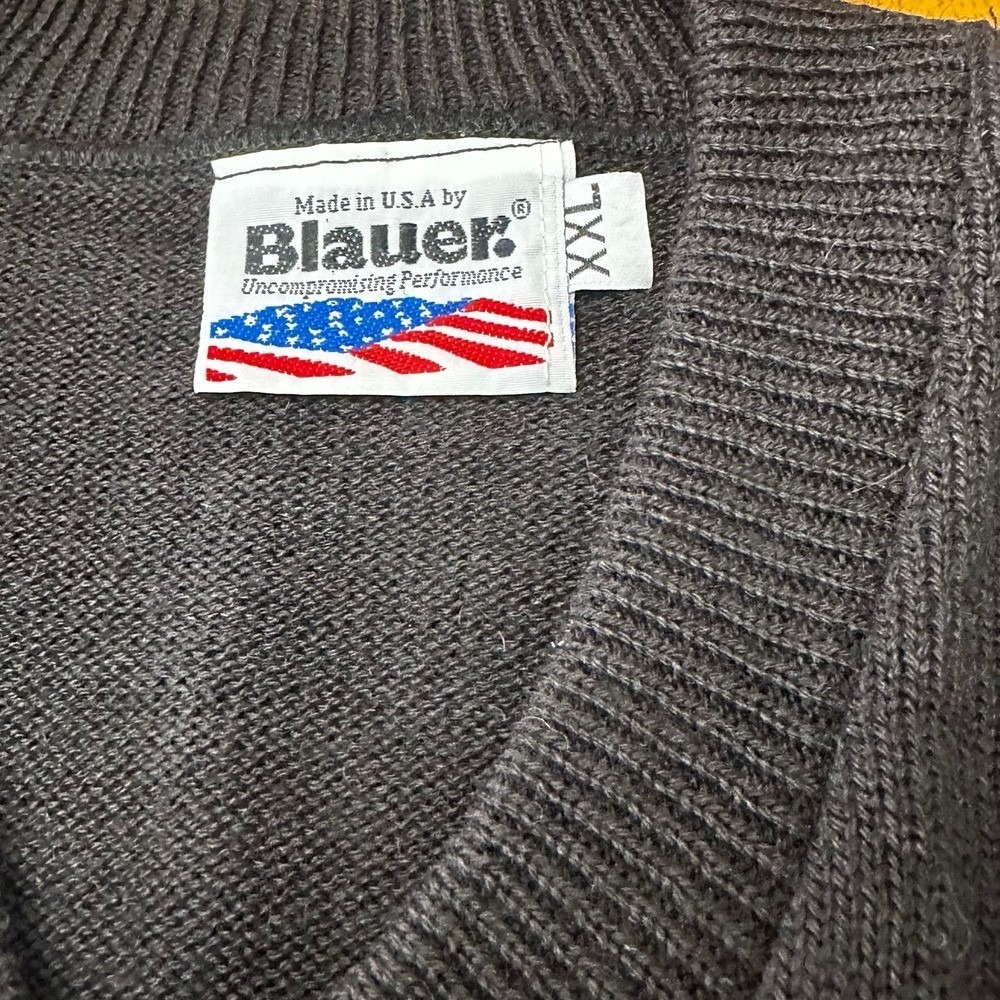 Vintage Blauer Sweater Mens Xxl Black Commando Shoulder Elbow Patches Wool Blend